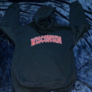 Wisconsin Black Hoodie Softstyle Midweight (Men’s S)